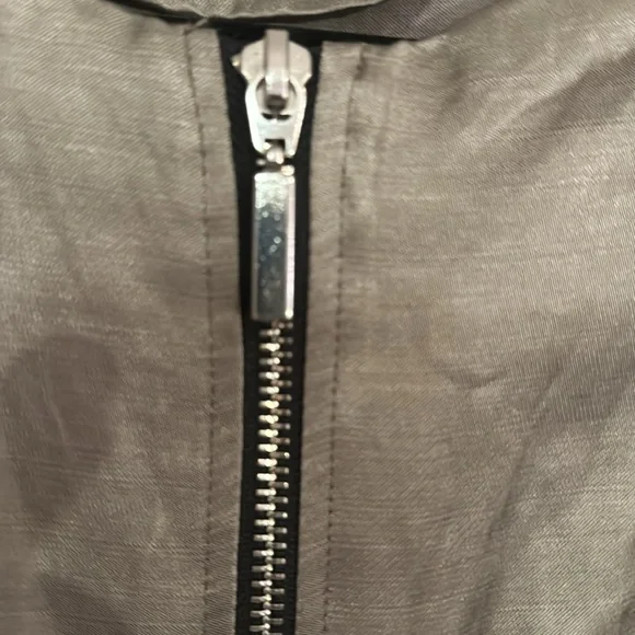 Zara Lightweight Satin Olive Green Bomber Jacket Sz Small - Picture 12 of 15